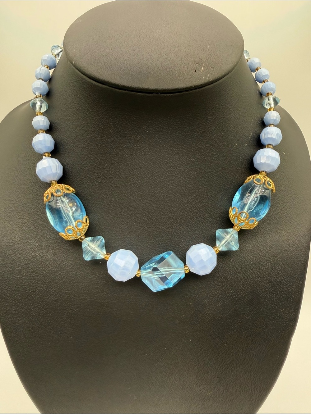 Light Blue Crystal and Gold Accent Necklace - Women Jewelry